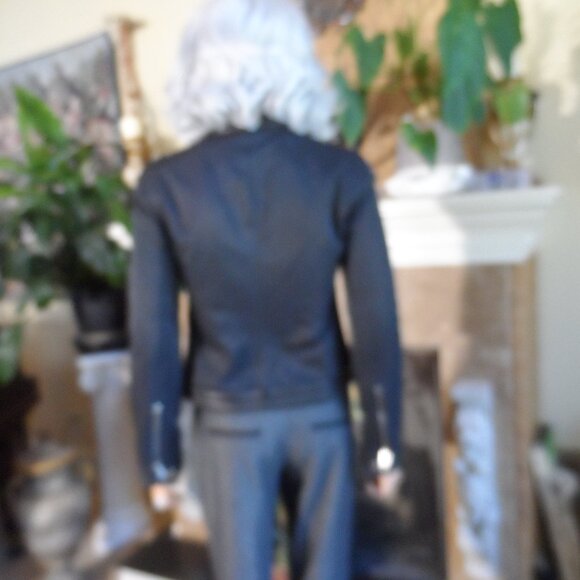 DKNY Black Lamb Leather Moto Jacket Size P - Picture 14 of 16